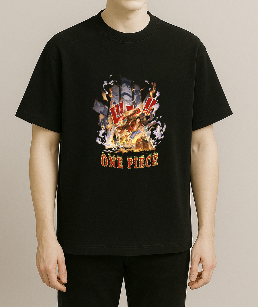 Premium Cotton French Terry Oversized T-Shirt l ONE PIECE Anime Tshirt
