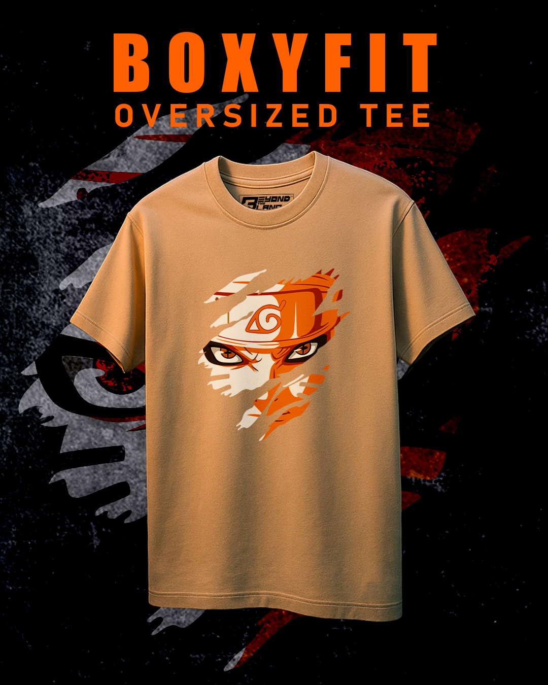 Premium Cotton French Terry fabric boxy fit oversized T-Shirt l Iconic Naruto Design l Anime T-shirt
